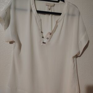 Banana Republic Cream Blouse with Button Detail